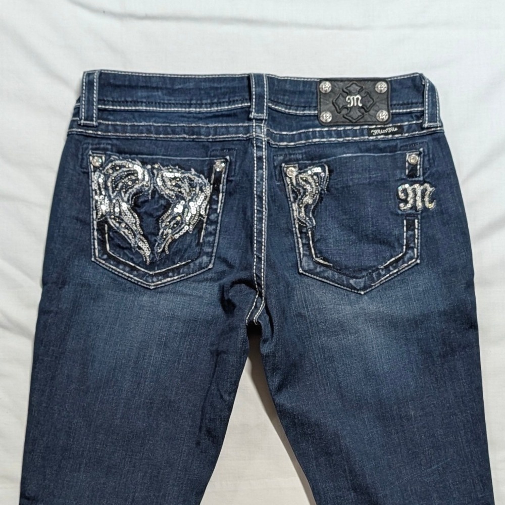 Miss Me JE5436G4L Dark Wash Sequin Wing Embellished Jegging Jeans Women's 30